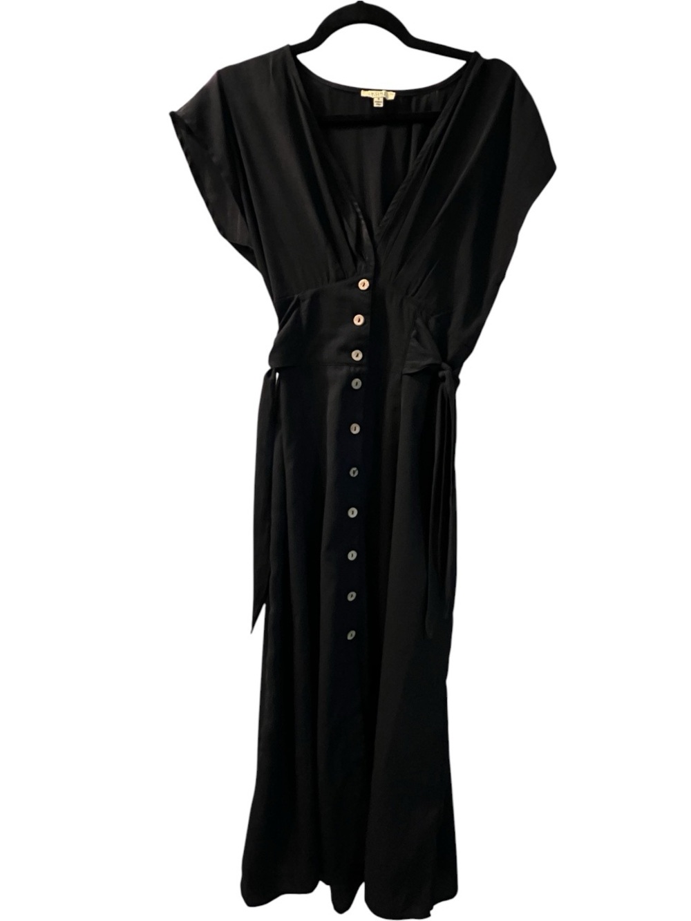 Kori America / Black Plunge V-Neck Midi Dress / Size S / Downtown Cool Mom